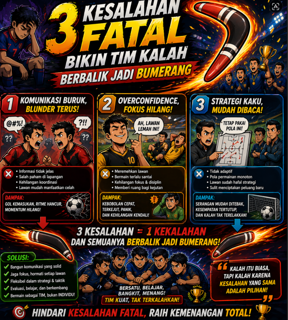 3 Kesalahan Fatal Bikin Tim Kalah
